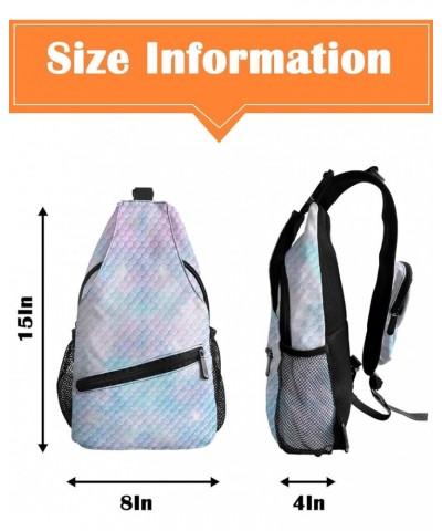 Sling Backpack, Beauty Mermaid Fish Scale Waterproof Lightweight Small Sling Bag, Travel Chest Bag Crossbody Shoulder Bag Hik...