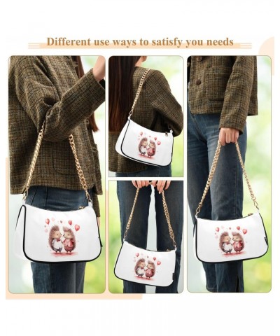 Love Hedgehog Clutch Shoulder Bag for Women, Hobo Tote Handbag with Gold Chain, Crossbody Bag with Zipper Closure $12.00 Totes