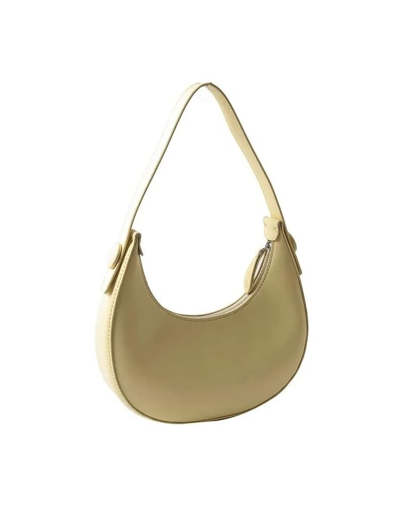 Cute Small Hobo Bags for Women, PU Mini Crescent Bag Clutch Purse with Zipper Closure Shoulder Bag Milk Yellow $14.71 Hobo Bags