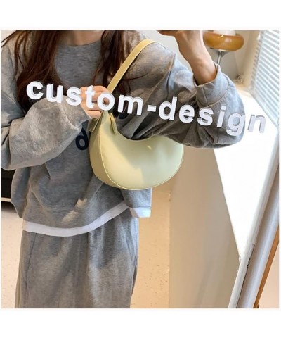 Cute Small Hobo Bags for Women, PU Mini Crescent Bag Clutch Purse with Zipper Closure Shoulder Bag Milk Yellow $14.71 Hobo Bags