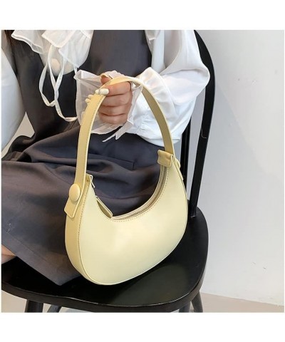 Cute Small Hobo Bags for Women, PU Mini Crescent Bag Clutch Purse with Zipper Closure Shoulder Bag Milk Yellow $14.71 Hobo Bags