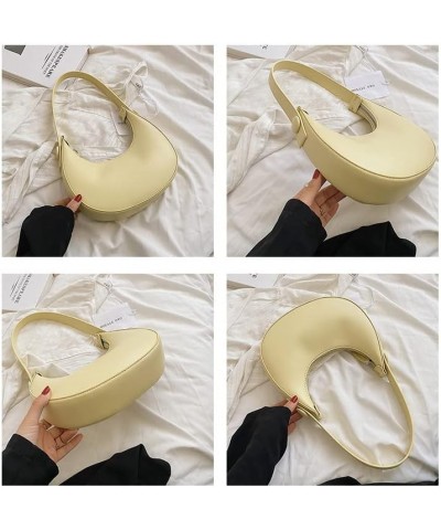 Cute Small Hobo Bags for Women, PU Mini Crescent Bag Clutch Purse with Zipper Closure Shoulder Bag Milk Yellow $14.71 Hobo Bags