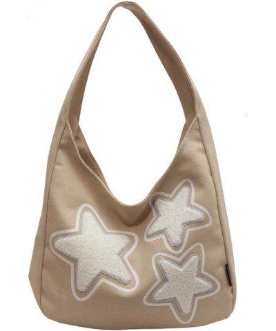 Cute Purse Shoulder Bag Star Tote Bag Canvas Aesthetic Tote Bag Cutecore Y2k Bag Cute Star Tote Bag (Dark khaki,Large) Light ...