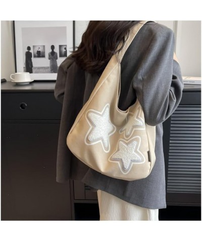 Cute Purse Shoulder Bag Star Tote Bag Canvas Aesthetic Tote Bag Cutecore Y2k Bag Cute Star Tote Bag (Dark khaki,Large) Light ...