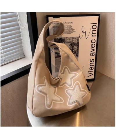 Cute Purse Shoulder Bag Star Tote Bag Canvas Aesthetic Tote Bag Cutecore Y2k Bag Cute Star Tote Bag (Dark khaki,Large) Light ...