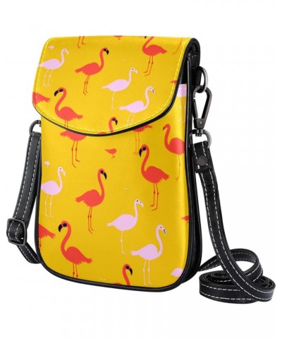 Crossbody Bags for Women,Crossbody Bag Men,Small Sling Bag,Flamingo on Yellow Background,Crossbody Purse $14.37 Crossbody Bags