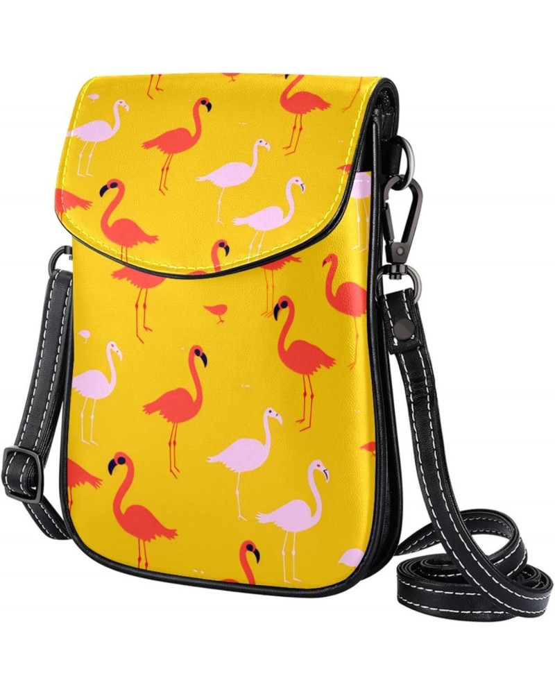 Crossbody Bags for Women,Crossbody Bag Men,Small Sling Bag,Flamingo on Yellow Background,Crossbody Purse $14.37 Crossbody Bags