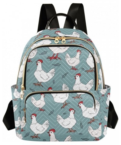 Farm Animals Chicken Grey Backpack for Women Shoulder Bag Lightweight Small Backpack Casual Daypack for Travel Small(11.41'' ...