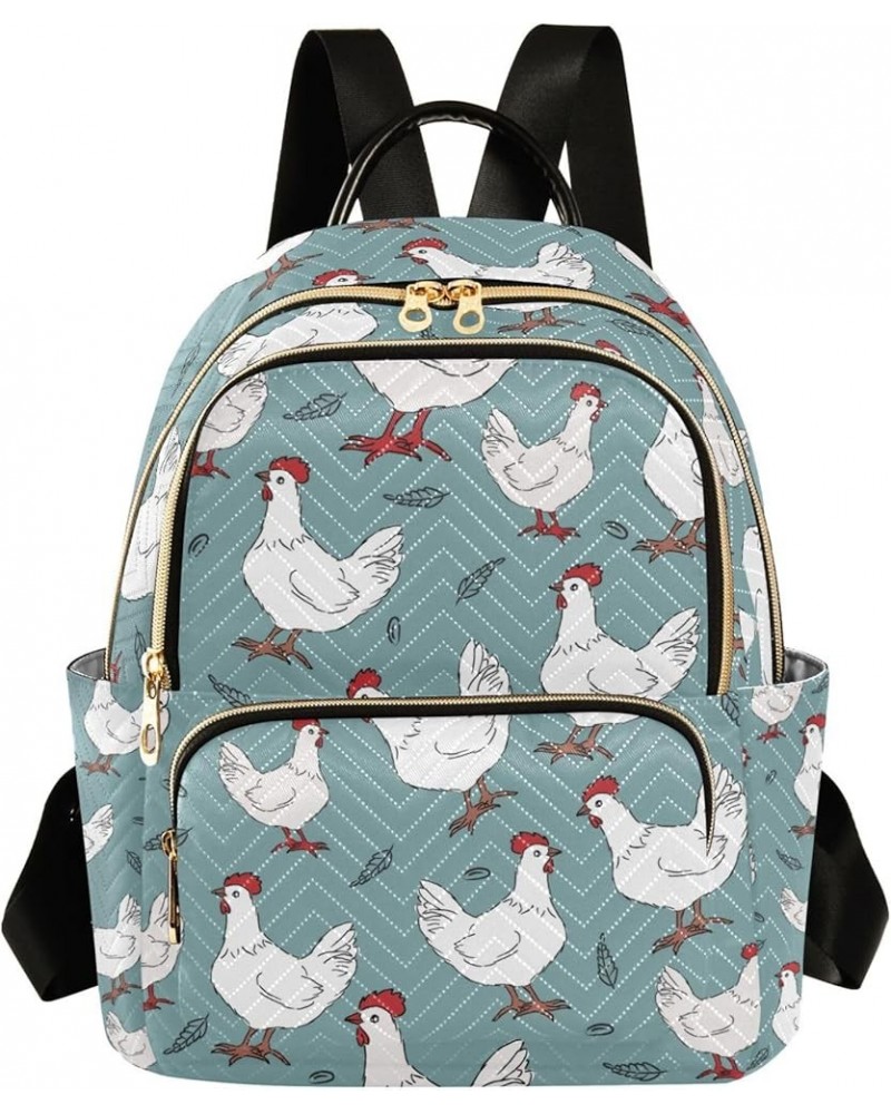 Farm Animals Chicken Grey Backpack for Women Shoulder Bag Lightweight Small Backpack Casual Daypack for Travel Small(11.41'' ...