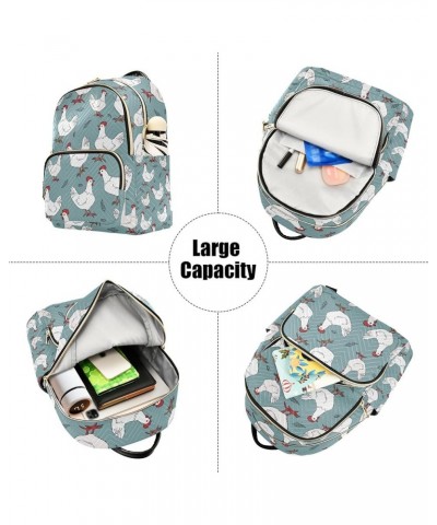 Farm Animals Chicken Grey Backpack for Women Shoulder Bag Lightweight Small Backpack Casual Daypack for Travel Small(11.41'' ...