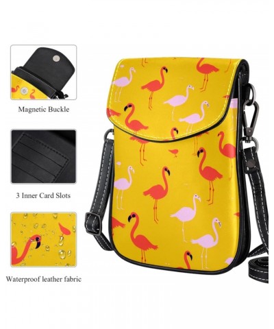 Crossbody Bags for Women,Crossbody Bag Men,Small Sling Bag,Flamingo on Yellow Background,Crossbody Purse $14.37 Crossbody Bags