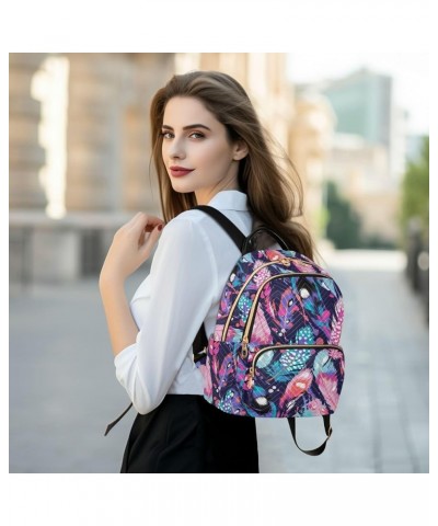 Watercolor Feather Backpack Purse for Women Anti-theft Small Fashion Travel Backpack Back Pack Weekend Bag,S Small $13.64 Bac...