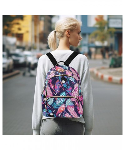 Watercolor Feather Backpack Purse for Women Anti-theft Small Fashion Travel Backpack Back Pack Weekend Bag,S Small $13.64 Bac...