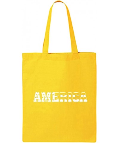 America Cotton Canvas Tote Bag Yellow $8.61 Totes