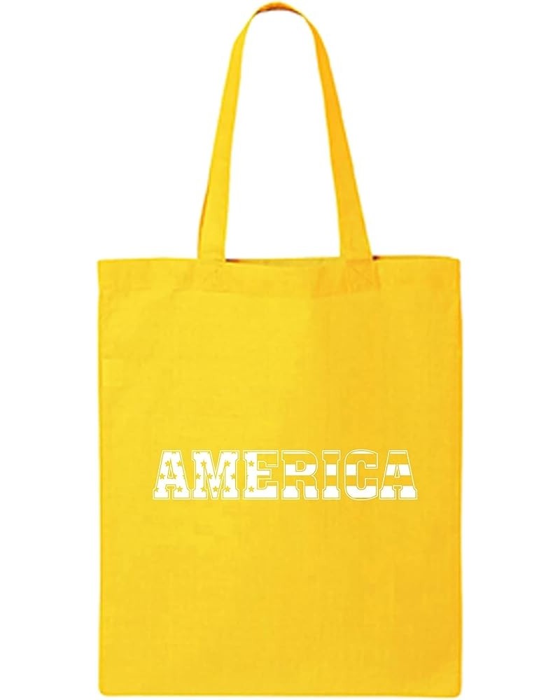 America Cotton Canvas Tote Bag Yellow $8.61 Totes