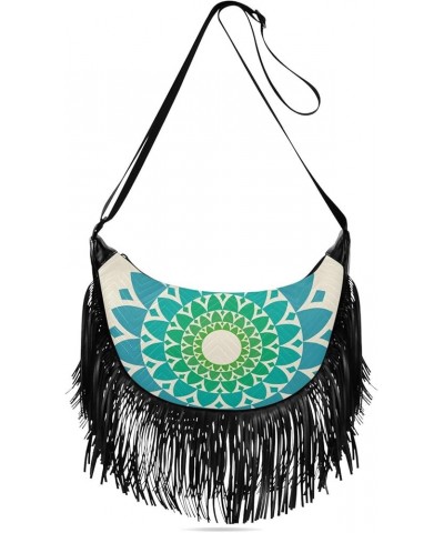 Women Fringe Tassel Cross Body Bag Colorful Circle Round Leisure Shoulder Bag Color540 $11.10 Crossbody Bags