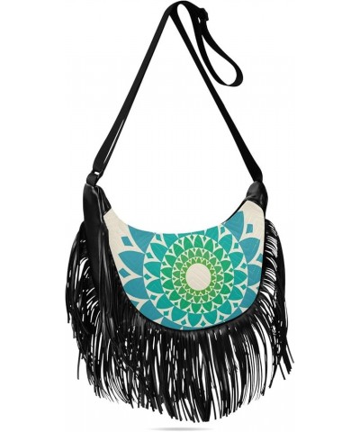 Women Fringe Tassel Cross Body Bag Colorful Circle Round Leisure Shoulder Bag Color540 $11.10 Crossbody Bags