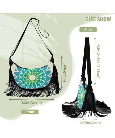 Women Fringe Tassel Cross Body Bag Colorful Circle Round Leisure Shoulder Bag Color540 $11.10 Crossbody Bags