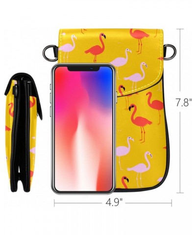 Crossbody Bags for Women,Crossbody Bag Men,Small Sling Bag,Flamingo on Yellow Background,Crossbody Purse $14.37 Crossbody Bags