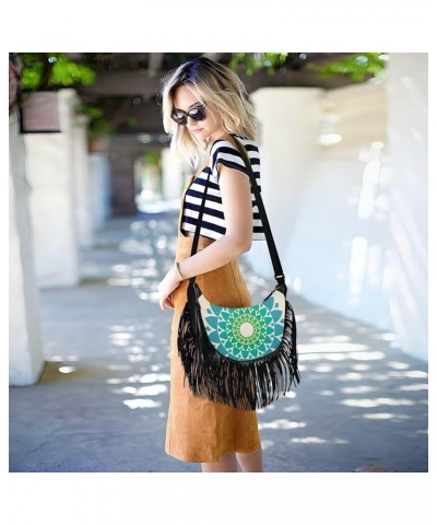 Women Fringe Tassel Cross Body Bag Colorful Circle Round Leisure Shoulder Bag Color540 $11.10 Crossbody Bags