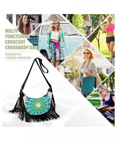 Women Fringe Tassel Cross Body Bag Colorful Circle Round Leisure Shoulder Bag Color540 $11.10 Crossbody Bags