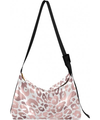 Rose Gold Leopard Women's Leather Hobo Handbag Shoulder Bag Crossbody Casual Large Tote Bag Purse $18.14 Totes