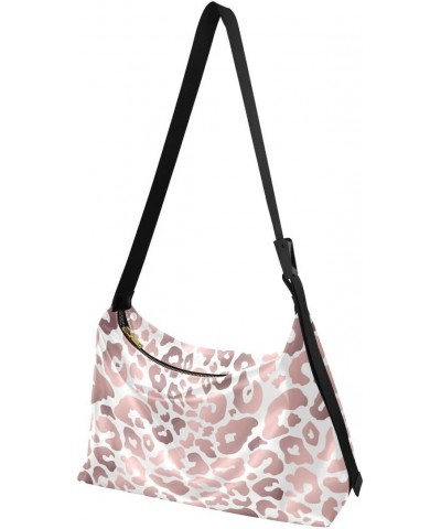 Rose Gold Leopard Women's Leather Hobo Handbag Shoulder Bag Crossbody Casual Large Tote Bag Purse $18.14 Totes