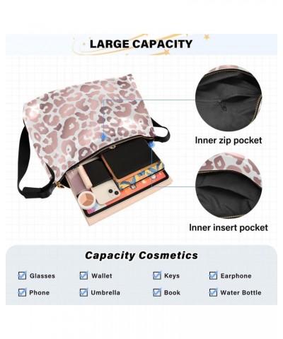 Rose Gold Leopard Women's Leather Hobo Handbag Shoulder Bag Crossbody Casual Large Tote Bag Purse $18.14 Totes