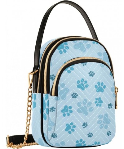 Cell Phone Purse Blue Cute Dog Paw Print Crossbody Handbag Durable Shoulder Bag Sturdy Travel Pouch Compact Chic Bag for Wome...