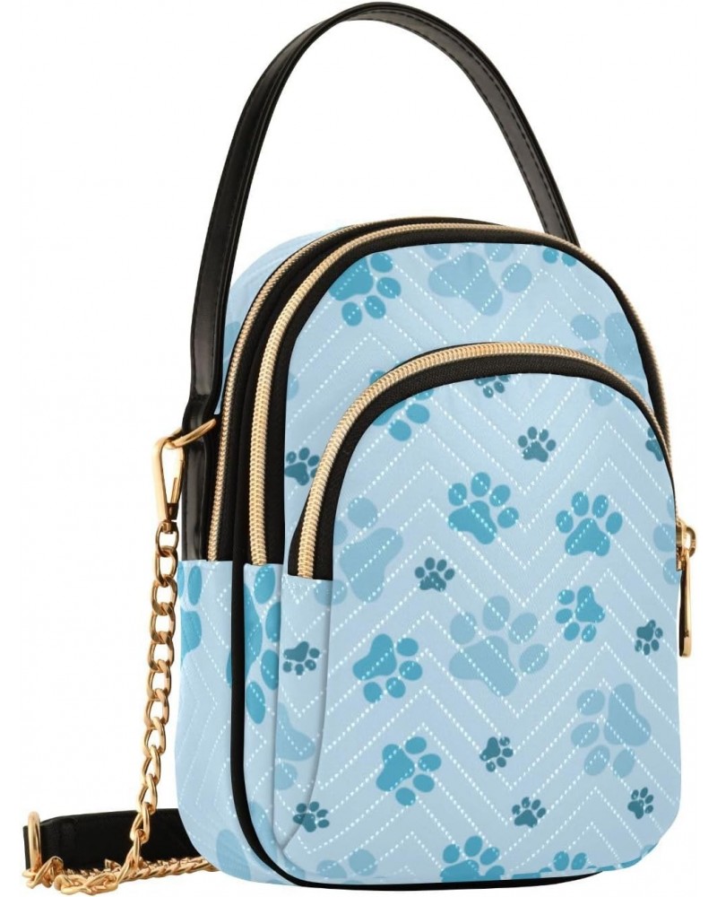 Cell Phone Purse Blue Cute Dog Paw Print Crossbody Handbag Durable Shoulder Bag Sturdy Travel Pouch Compact Chic Bag for Wome...