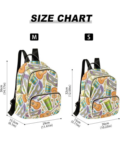 Backpack Purse for Women Colorful Drums Guitar, Mini Fashion Backpack Fancy Lightweight Casual Daypack Shoulder Bag Travel Ba...