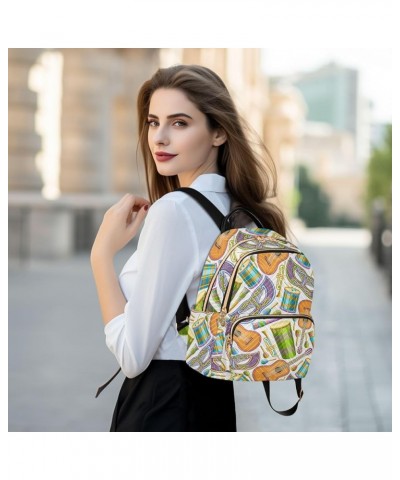 Backpack Purse for Women Colorful Drums Guitar, Mini Fashion Backpack Fancy Lightweight Casual Daypack Shoulder Bag Travel Ba...