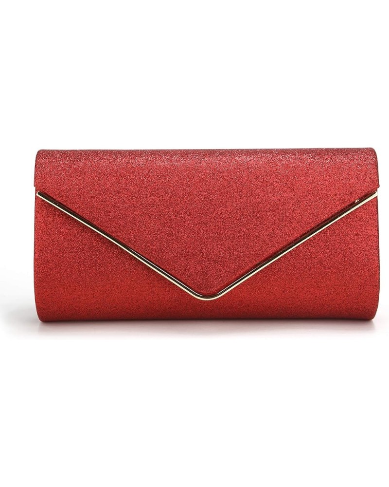 Clutch Purses For Women Evening Bags Sparkling Shoulder Envelope Party Cross Body Handbags Red8 $8.70 Evening Bags