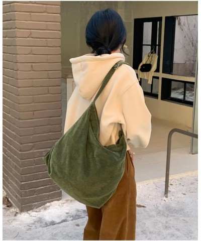 Women Large Corduroy Hobo Bag with Zipper Wide Strap Crossbody Bag Shoulder Bag Shopping Bag Purse Handbag Apricot $11.00 Totes