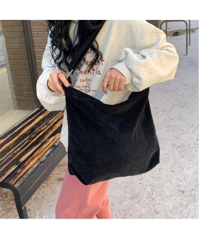 Women Large Corduroy Hobo Bag with Zipper Wide Strap Crossbody Bag Shoulder Bag Shopping Bag Purse Handbag Apricot $11.00 Totes