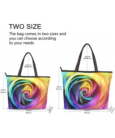 QMXO Colorful Rainbow Flower Rose Handbags and Purse for Women Tote Bag Large Capacity Top Handle Shopper Shoulder Bag $12.19...