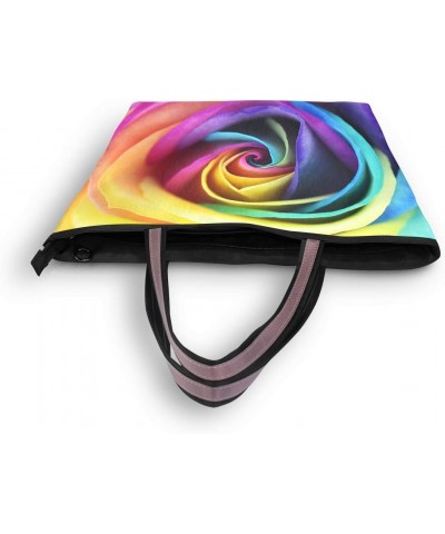 QMXO Colorful Rainbow Flower Rose Handbags and Purse for Women Tote Bag Large Capacity Top Handle Shopper Shoulder Bag $12.19...