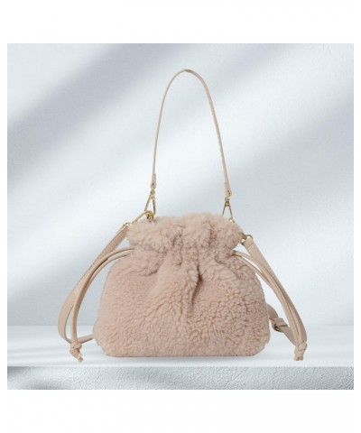 Soft Fluffy Crossbody Bag Drawstring Faux Fur Tote Bag Women Plush Shoulder Bag Versatile Adjustable Strap Casual Satchel Pur...