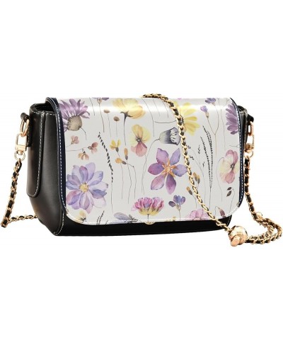 Floral Retro Vintage PU Leather Shoulder Bag Gifts Women Crossbody Bag Purses Medium Purse with Chain Strap Floral Herbarium ...