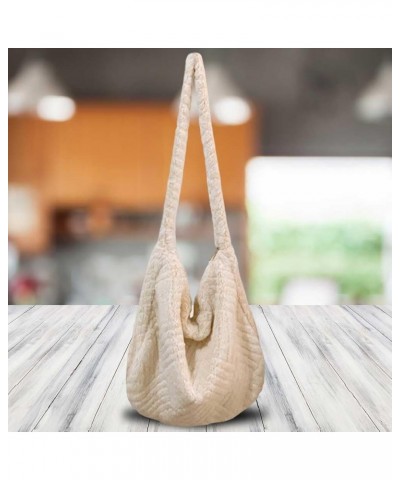 Soft Furry Shoulder Bag Lovely Versatile Large Capacity Women Fuzzy Armpit Bag Cute Fluffy Tote Handbag Casual Commuti Khaki ...