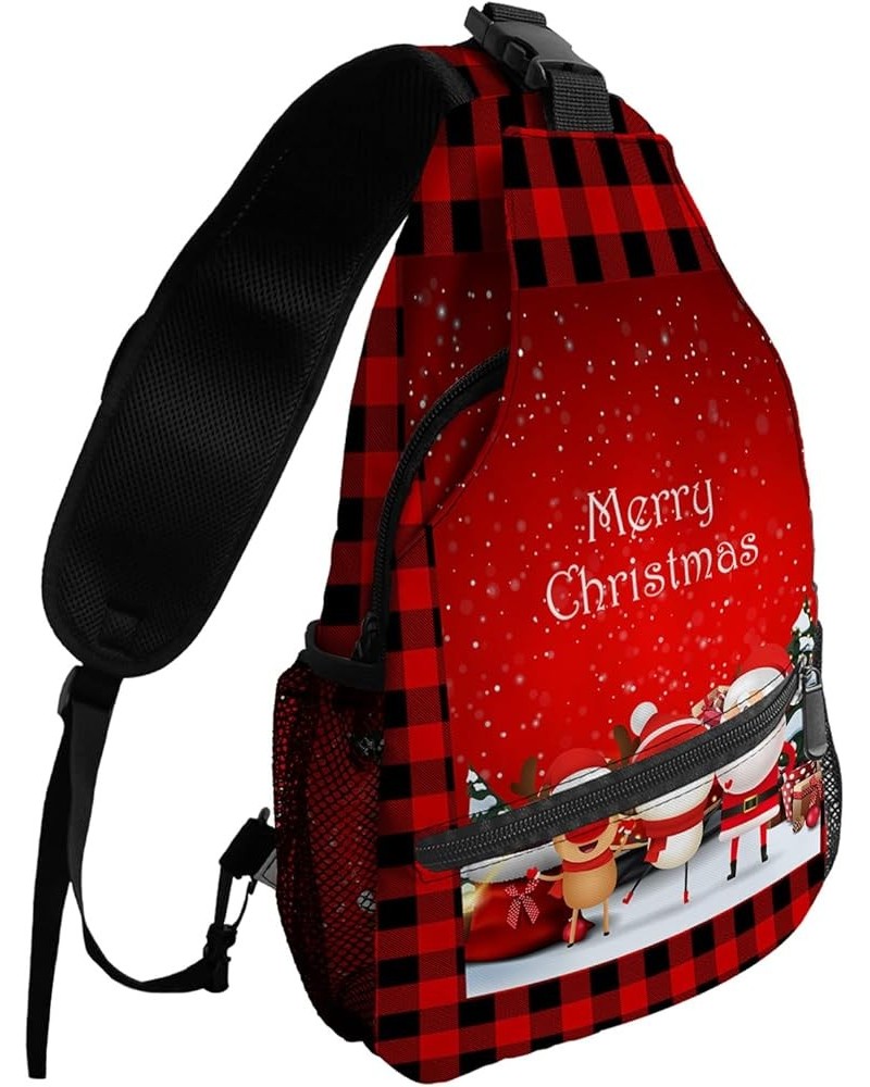 Sling Backpack, Farmhouse Christmas Red Truck with Pine Waterproof Lightweight Small Sling Bag, Travel Chest Bag Crossbody Sh...