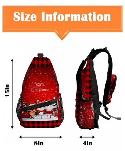 Sling Backpack, Farmhouse Christmas Red Truck with Pine Waterproof Lightweight Small Sling Bag, Travel Chest Bag Crossbody Sh...