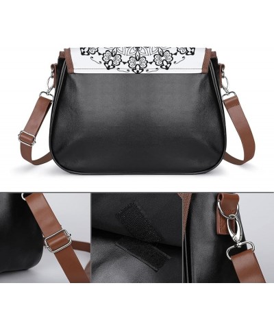 Printed Shoulder Crossbody Bag Leather Hobo Bags Medium Ladies Top Handles Satchels Grey Wolf Howling Color8 $25.91 Hobo Bags