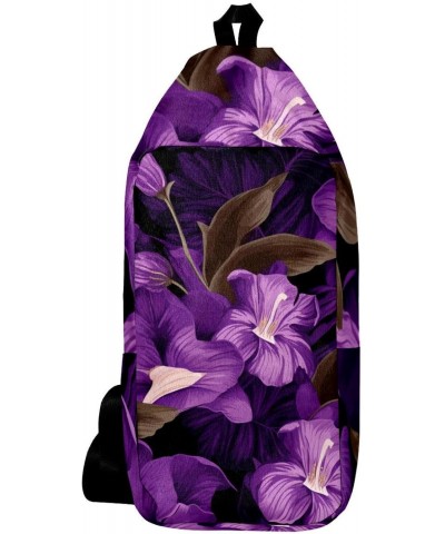 Crossbody Bags for Women,Crossbody Bag Men,Small Sling Bag,Floral Purple Flower,Crossbody Purse $11.46 Crossbody Bags