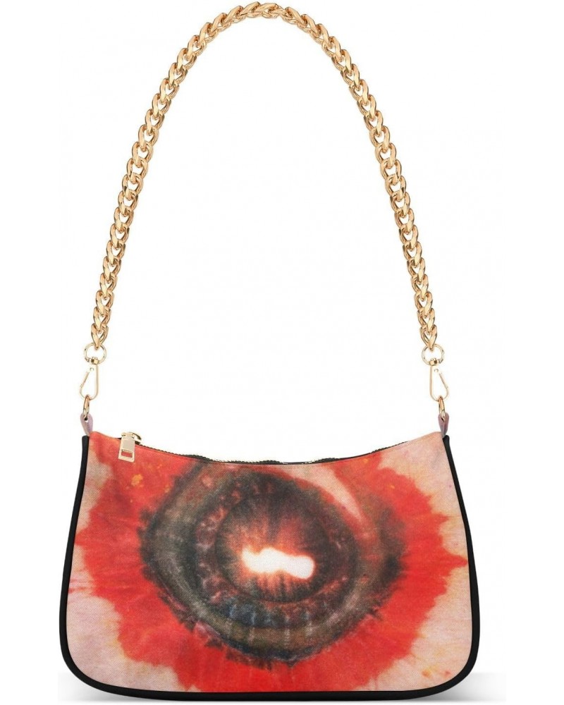 Women Chain Shoulder Purse Bag With Zipper Retro Tie Dye Print, Ethnic Style Hobo Tote Clutch Handbags with Chain Strap $14.5...