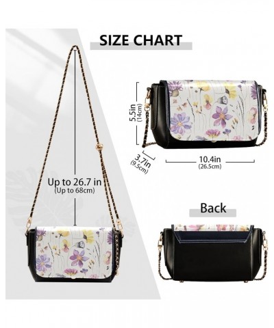 Floral Retro Vintage PU Leather Shoulder Bag Gifts Women Crossbody Bag Purses Medium Purse with Chain Strap Floral Herbarium ...