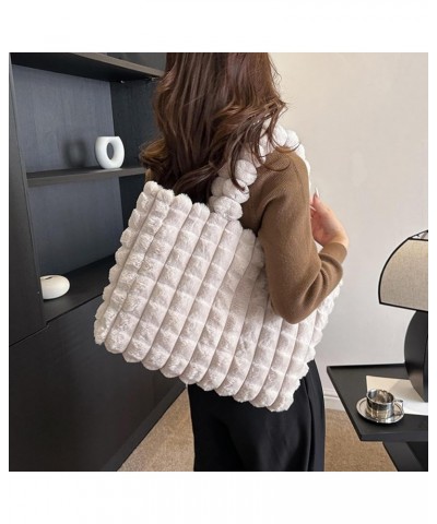 Plush one-shoulder tote bag rhombic fresh and stylish handbag Western style shoulder bag Green $27.25 Totes