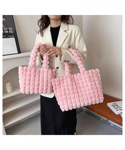 Plush one-shoulder tote bag rhombic fresh and stylish handbag Western style shoulder bag Green $27.25 Totes