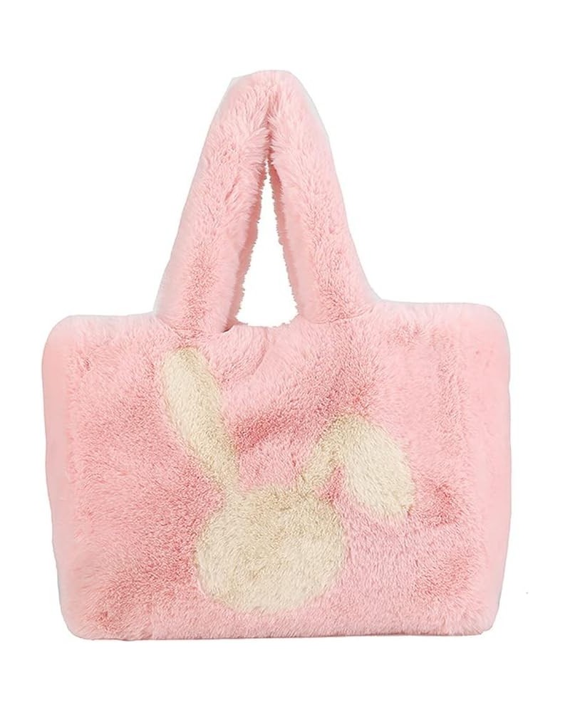 Women Cute Bunny Ears Plush Shoulder Bag Soft Rabbit Plush Animal Crossbody Bag Cartoon Rabbit Purse (Brown) A Pink $23.19 Totes