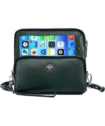 Genuine Leather Touch Screen Phone Bag Case Wristlet Handbag Wallet for Women Girls L4- Green $16.50 Wristlets